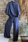 Basso Button Drape Batwing Shirt Navy